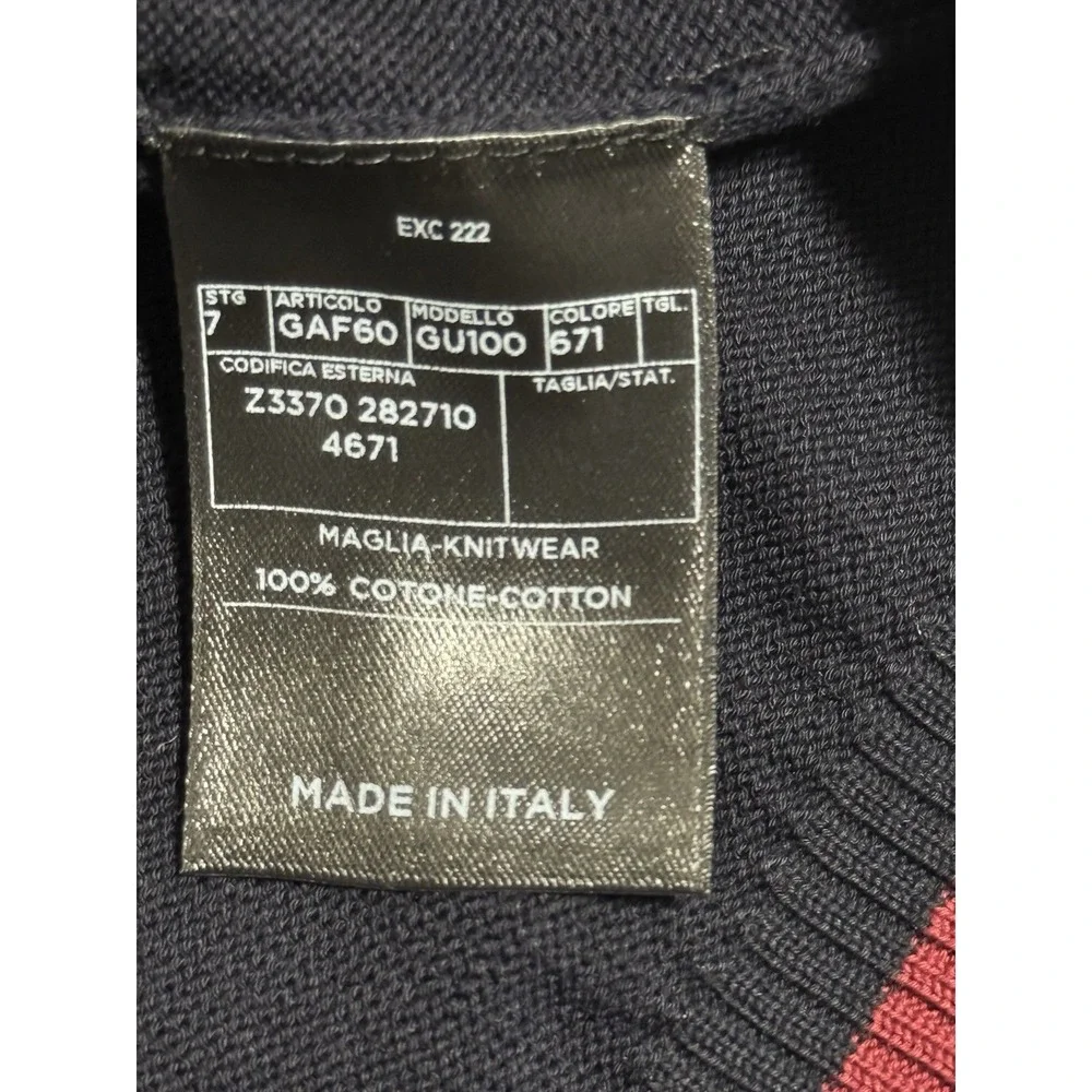 Gucci Men's‎ V-Neck Knit Sweater Navy Red Trim Made in Italy Size S New